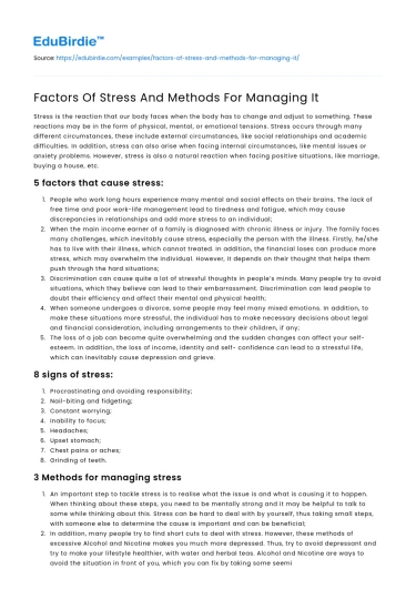 Stress: Causes and Management Strategies