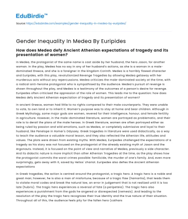 Gender Inequality In Medea By Euripides