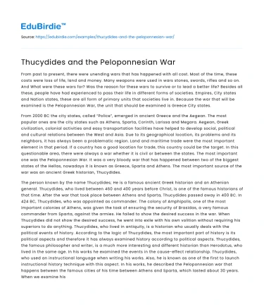 Thucydides and the Peloponnesian War
