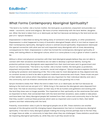 What Forms Contemporary Aboriginal Spirituality?