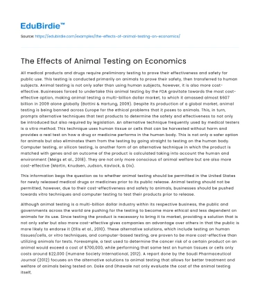 The Effects of Animal Testing on Economics
