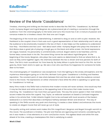 Review of the Movie ‘Casablanca’