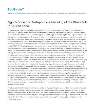 Significance and Metaphorical Meaning of the Glass Ball in ‘Citizen Kane’