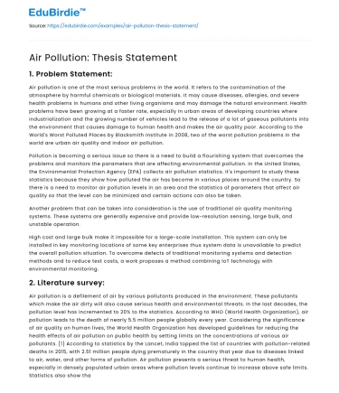 Air Pollution: Thesis Statement