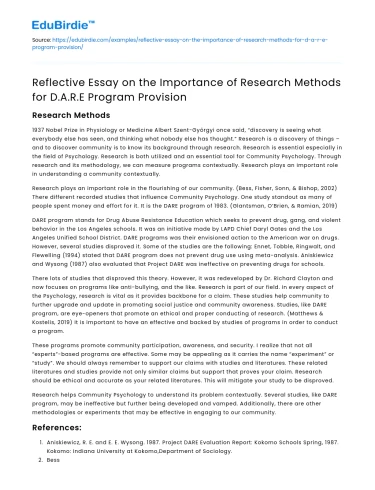 The Critical Role of Research Methods in the DARE Program