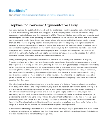 Trophies for Everyone: Argumentative Essay