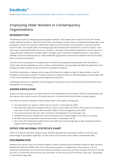 Employing Older Workers In Contemporary Organisations