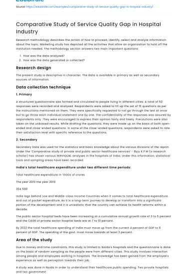 Comparative Study of Service Quality Gap in Hospital Industry