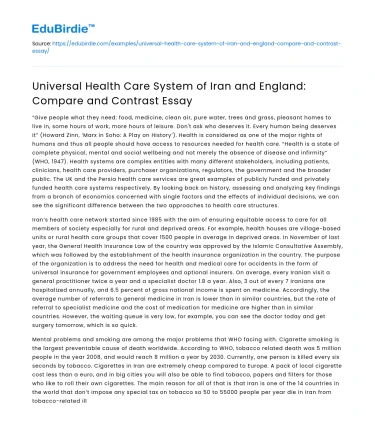 Comparison of Health Care Systems in Iran and England