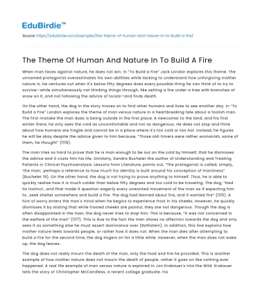 The Theme Of Human And Nature In To Build A Fire