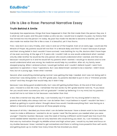 Life Is Like a Rose: Personal Narrative Essay