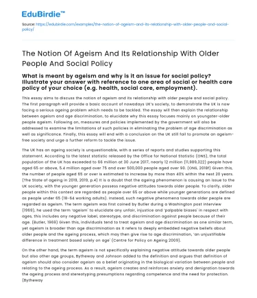 Ageism’s Impact on Older People and Social Policy