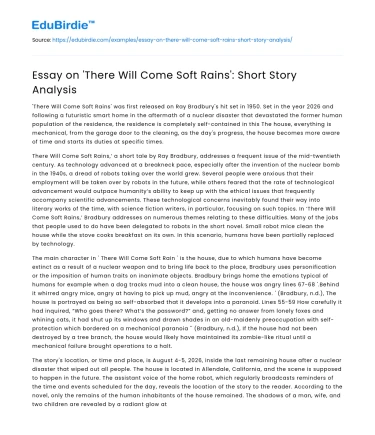 Essay on ‘There Will Come Soft Rains’: Short Story Analysis