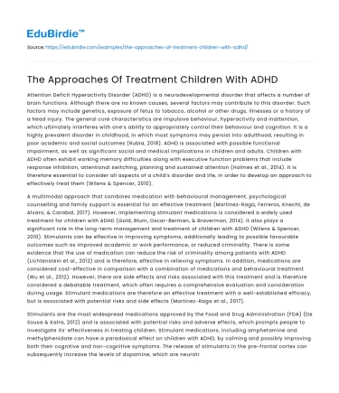 The Approaches Of Treatment Children With ADHD