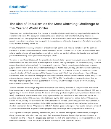 Populism: A Threat to World Order