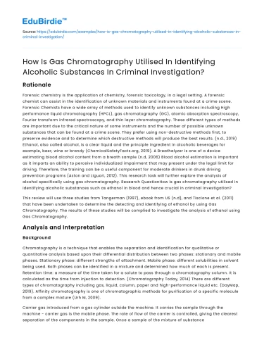 Gas Chromatography for Identifying Alcohol in Criminal Investigations