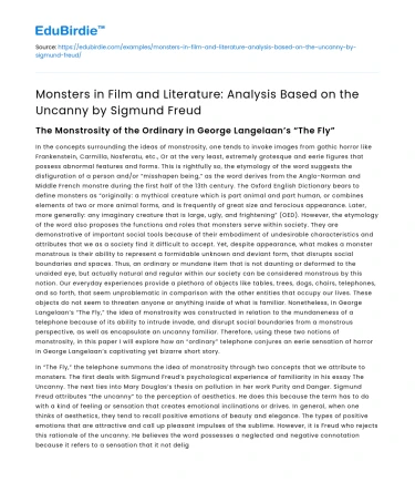 Monsters in Film and Literature: Uncanny Analysis by Freud