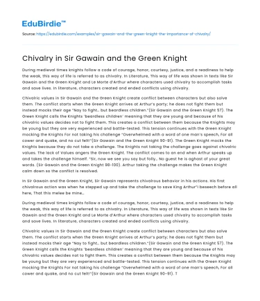 Chivalry in Sir Gawain and the Green Knight