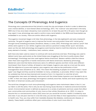 The Concepts Of Phrenology And Eugenics