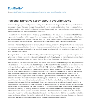 Personal Narrative Essay about Favourite Movie
