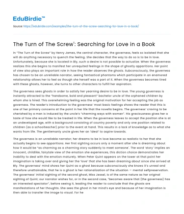 The Turn of The Screw’: Searching for Love in a Book