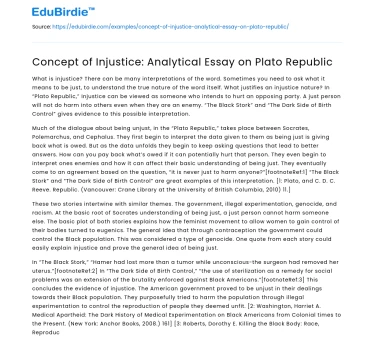 Concept of Injustice: Analytical Essay on Plato Republic