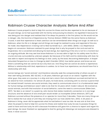 Robinson Crusoe Character Analysis: Before And After