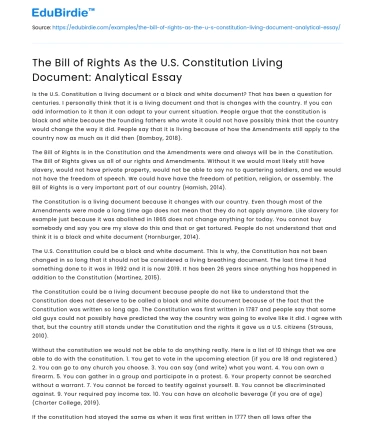 Analyzing the Bill of Rights as a Living Document