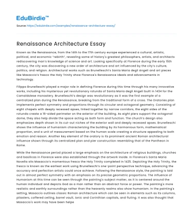 Renaissance Architecture Essay