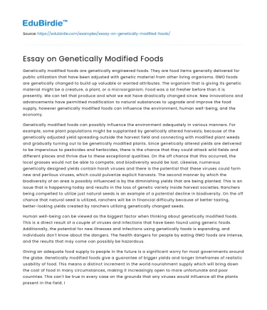 Essay on Genetically Modified Foods