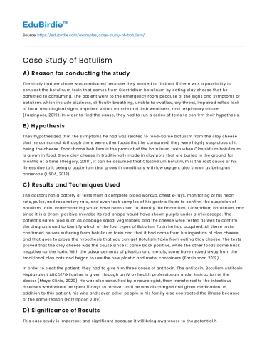 Case Study of Botulism