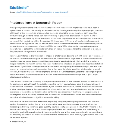 Photorealism: Bridging Art and Reality