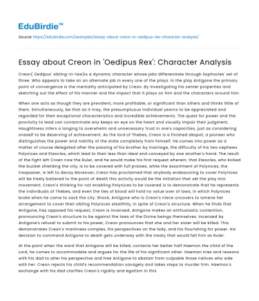 Creon’s Role in ‘Oedipus Rex’: A Comprehensive Analysis