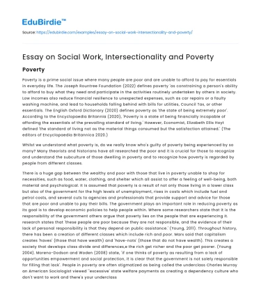 Essay on Social Work, Intersectionality and Poverty
