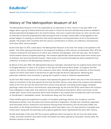 History of The Metropolitan Museum of Art