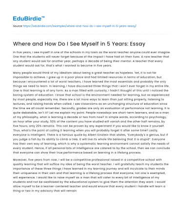 Where and How Do I See Myself in 5 Years: Essay