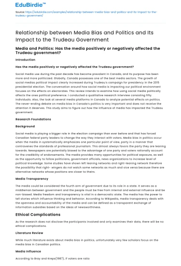Media Bias, Politics, & Impact on Trudeau Govt
