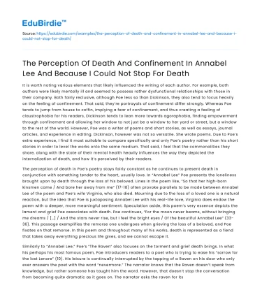 Perception of Death in Annabel Lee and Because I Could Not Stop for Death
