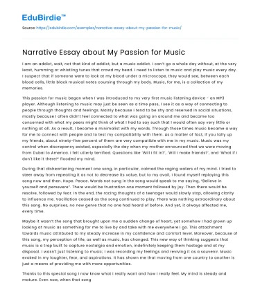 Narrative Essay about My Passion for Music