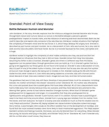 Grendel: Point of View Essay