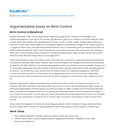 Argumentative Essay on Birth Control