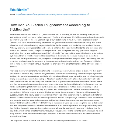 How Can You Reach Enlightenment According to Siddhartha?