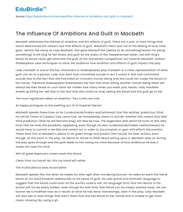 Ambition and Guilt: Driving Forces in Macbeth