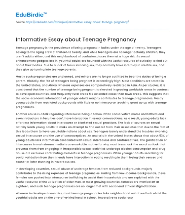 Informative Essay about Teenage Pregnancy