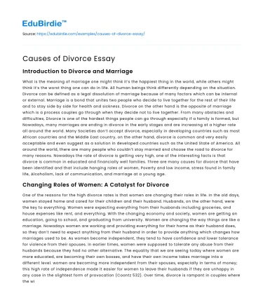 Causes of Divorce Essay