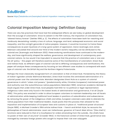 Colonial Imposition Meaning: Definition Essay