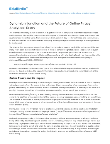 Dynamic Injunction and the Future of Online Piracy: Analytical Essay
