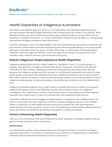 Health Disparities of Indigenous Australians