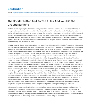 The Scarlet Letter: Fed To The Rules And You Hit The Ground Running