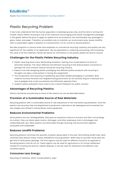 Plastic Recycling Problem